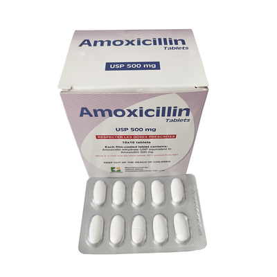 500 mg Amoxicillin-Tabletten Weiße oder cremefarbene Tabletten