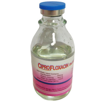 Ciprofloxacin-Laktat-Einspritzung Glasflasche 200mg 100ml